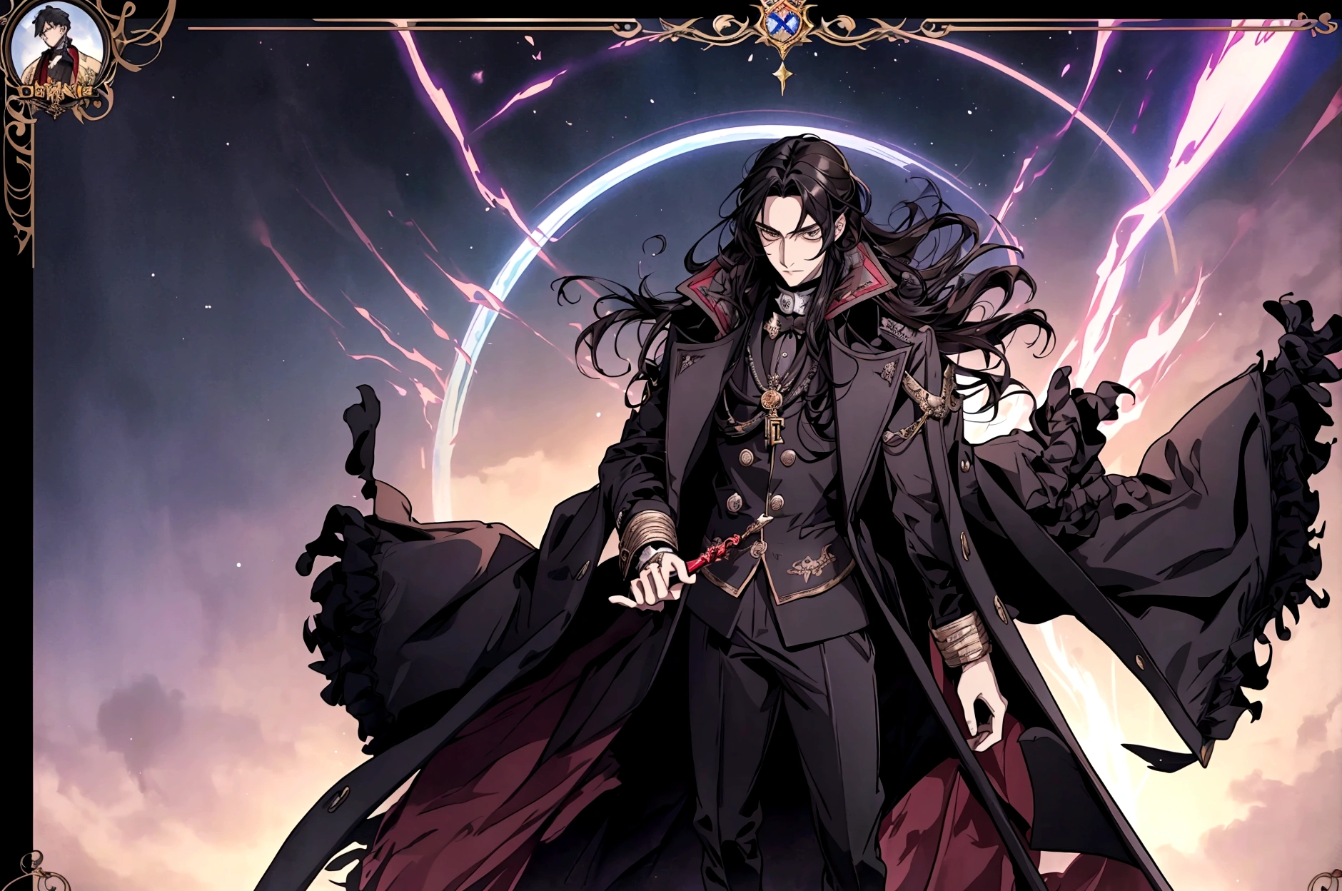 anime teenage, 2 white and dark brown hairgirls, 1 black hair boy dressed in victorian clothing and doing magic, holding wands, anime key visual of elegant, key art, official fanart, style arcane tv series, ( ( wearing a long coat ) ), spy x family, official character illustration, official art, arcane style!!!!!, official character art, key visual, dark academia, official illustration, detailed fanart, style of arcane tv series