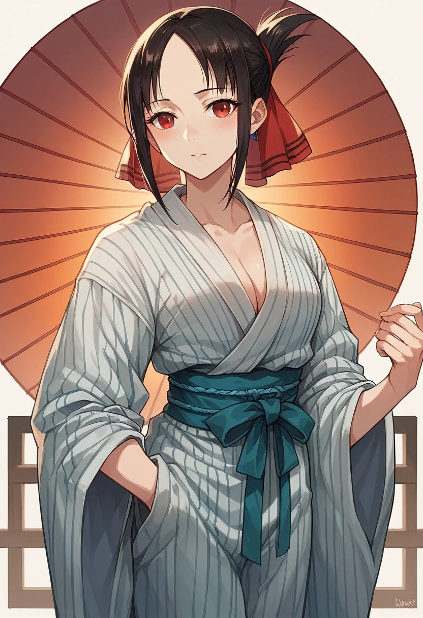A princess called Kaguya logo from a movie text Kaguya beautiful Ghibli type princess with a yukata made of jasmine flowers