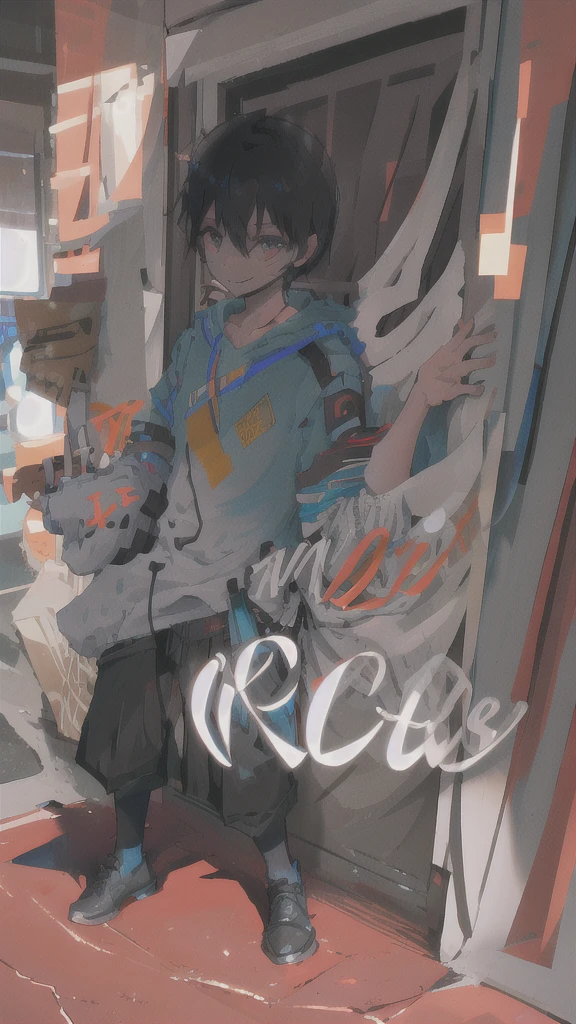 Black tone, there is a male character standing outside a door, the door is open, his back is to the camera, low saturated, wearing a detective costume, half turned back, a slight smile, unburnt papers scattered on the floor, a small amount of burning smoke in the air, the sun shines through the door, outside the door there is only red color, the image is pure, wearing a shirt, jacket on his right hand, opening the door with his left hand