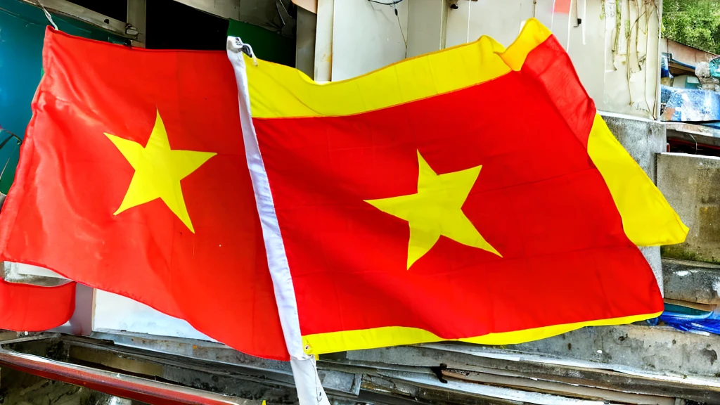1 girl glass in studio , chill , Red flag yellow star ( Vietnam flags)