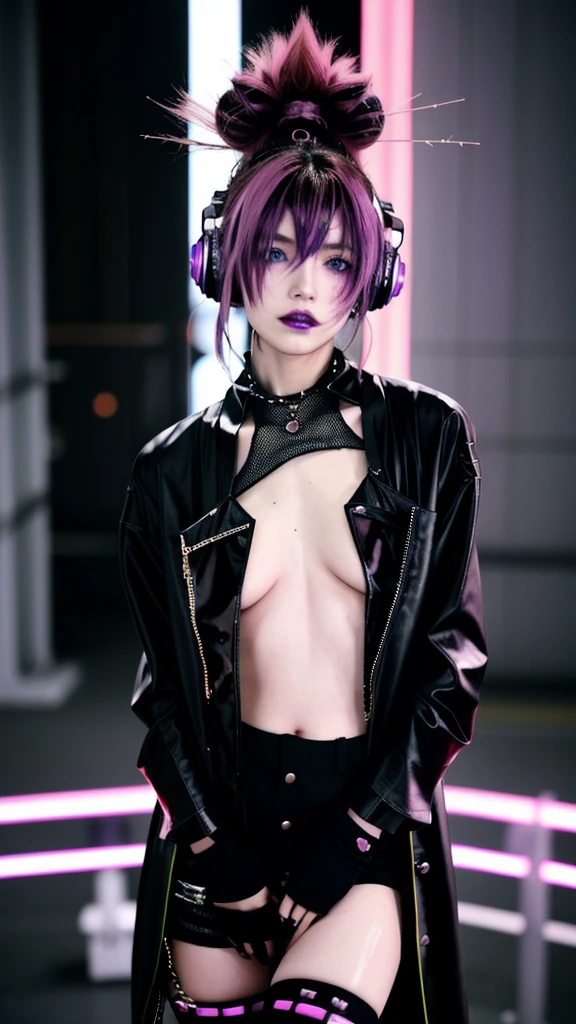 フェイスペイントをしたサイボーグのBeauty, whole body, cyber punk, Fashion Model, Beauty, Francis Bacon's painting style