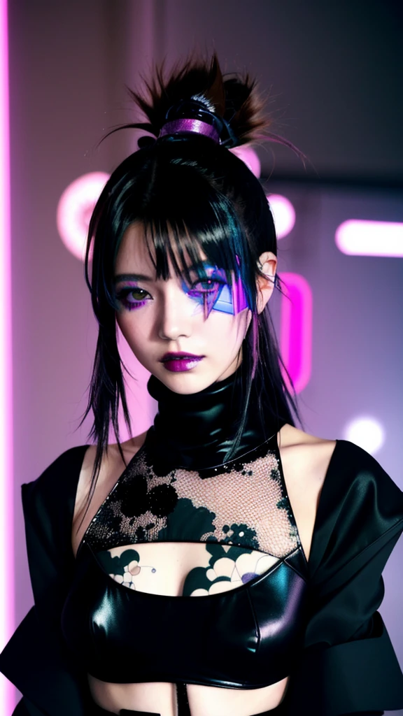フェイスペイントをしたサイボーグのBeauty, whole body, cyber punk, Fashion Model, Beauty, Francis Bacon&#39;s painting style