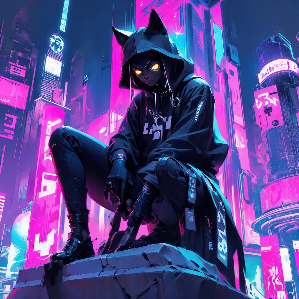 a black cat sitting on top of a white statue, cyberpunk streetwear, tending on art station, name of the character is chad, featured on dribble, nun outfit, benevolent android necromancer, tiktok video, artgram, very very clean, polish hyper - casual, the metaverse, beautiful design, dragon fire green neon luminaty da imagem 