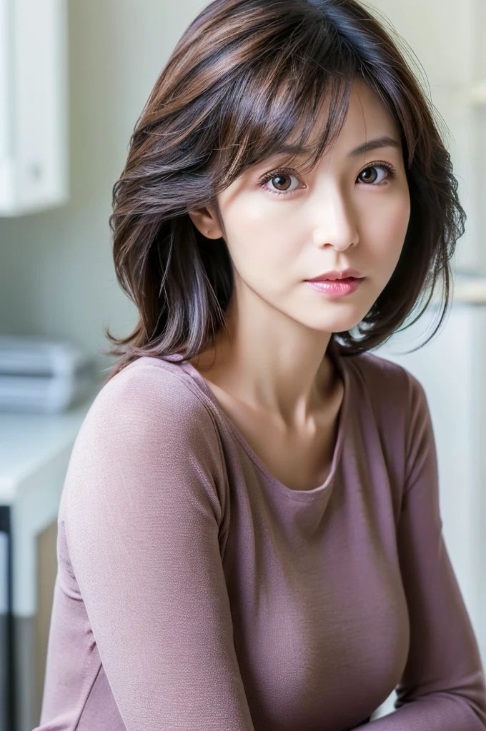 (High reality photograph, high resolusion, detailed face, detailed eyes) Skinny Japanese lady, 40 years old, cute face, various face expression, solo:1, lovely body, skinny figure, various hair style, very thin waist, beautiful buttocks, tight clothes