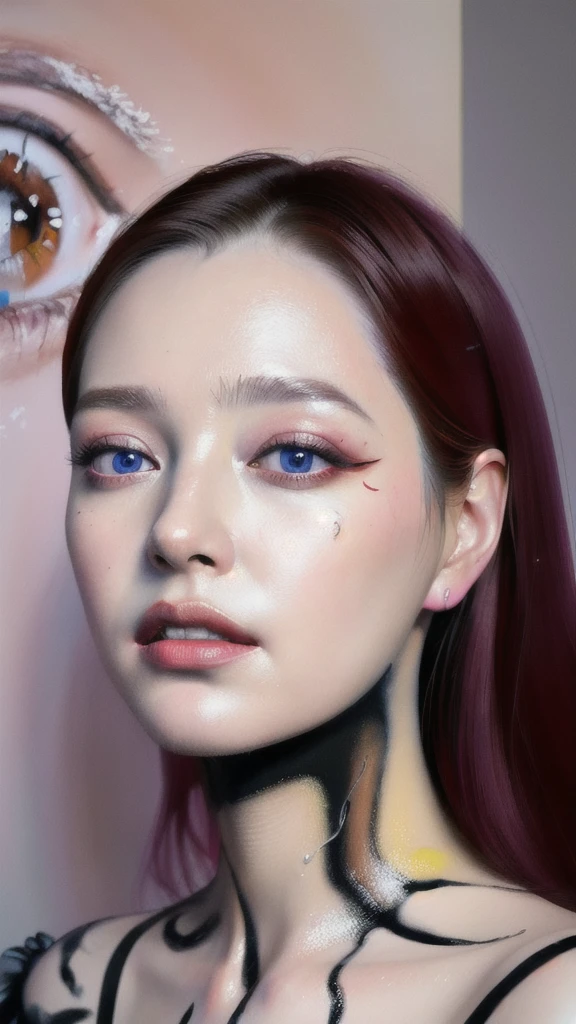 Android Beauty, Powerful paintings inspired by Francis Bacon, Ultra-realistic surrealism, Hyperrealism, fear, art, hyper real painting, Realistic illustration painting, カラフルなHyperrealism, Hyper-realistic digital art