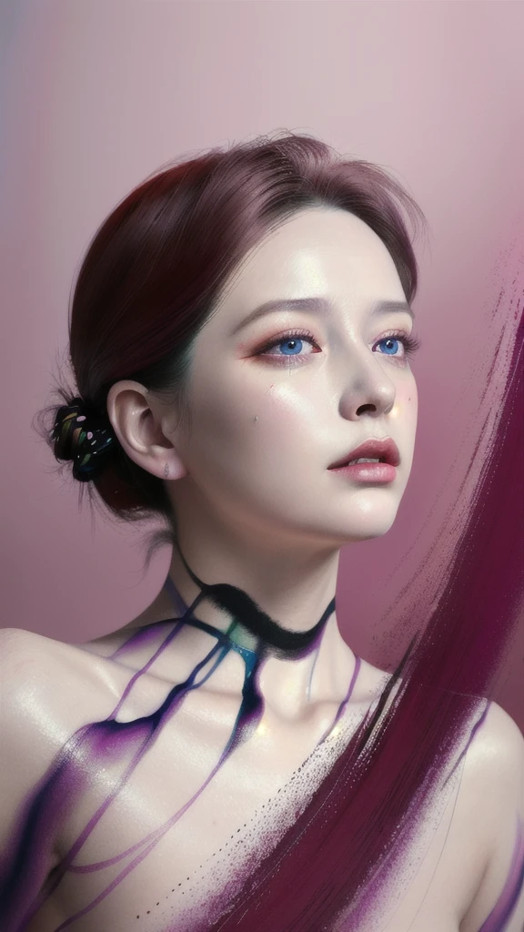Android Beauty, Powerful paintings inspired by Francis Bacon, Ultra-realistic surrealism, Hyperrealism, fear, art, hyper real painting, Realistic illustration painting, カラフルなHyperrealism, Hyper-realistic digital art