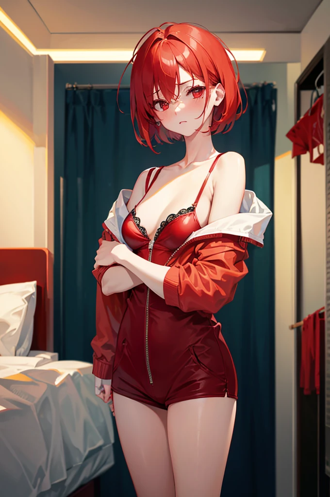 Undressing、Acme Face、M-shaped legs、short hair、Red Hair、、hair over one eye、、Red underwear、Pale red eyes、Blushing、Bedroom、On the bed、Random pose、Looks like she's about to cum、Glamorous expression、Blushing、Red underwear、Cute underwear、Undressing、、Bedroom、On the bed、M-shaped legs、Random pose,Show your pants、short hair、Red Hair、、hair over one eye、night、night、Not wearing a bra、、Blushing、lipstick、Perfect hands、Detailed hands、Bedroom、On the bed、hand bra