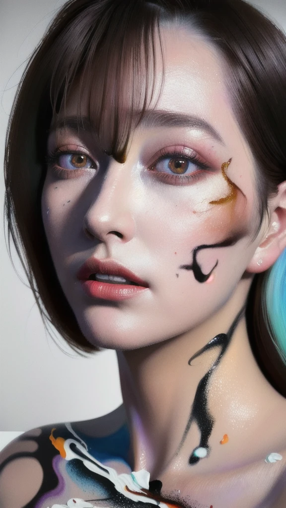 Android Beauty, Powerful paintings inspired by Francis Bacon, Ultra-realistic surrealism, Hyperrealism, fear, art, hyper real painting, Realistic illustration painting, カラフルなHyperrealism, Hyper-realistic digital art