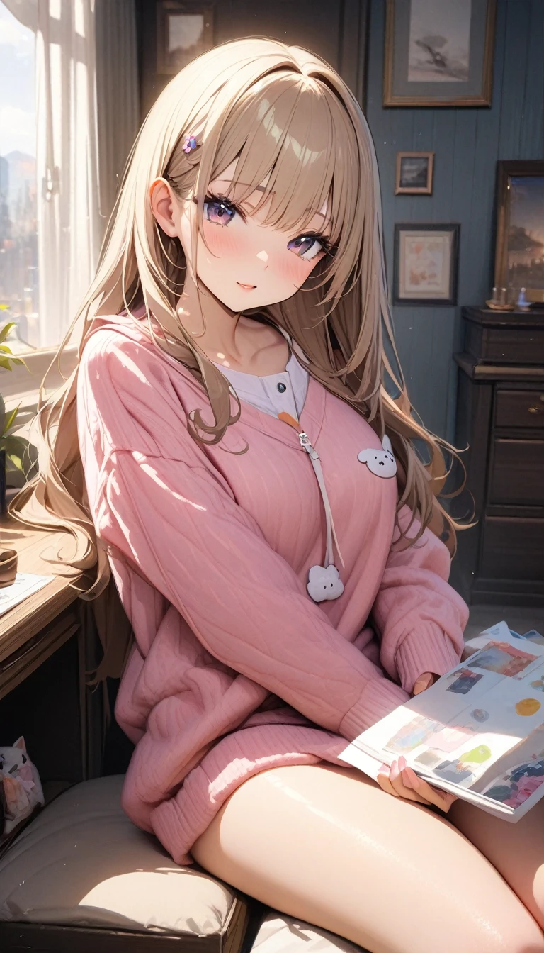 (masterpiece),(Highest quality),(Very detailed),(Best illustrations),(Best Shadow),Natural Light,(Detailed Background),(とてもbeautiful)(masterpiece),(Highest quality),(Very detailed),(Best illustrations),(Best Shadow),(Detailed Background),(とてもbeautiful), masterpiece, Highest quality, High resolution,,(masterpiece1.5),super high quality, Super detailed,Perfect drawing,One girl,alone,indoor,beautiful,Casual attire,Loungewear,Sparkling,Super cute,(Highest quality,High resolution,masterpiece:1.2),Super detailed,Vibrant colors,View here,beautiful女性、光沢のあるbeautiful肌,、((Clear Face))、High Resolution、Vibrant colors、完璧なbeautiful女の子、