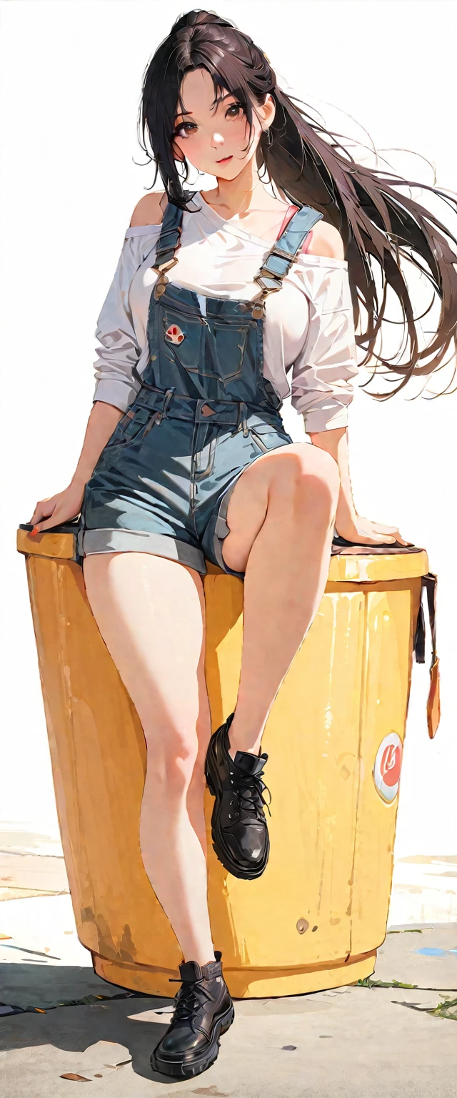 Girl diarrhea and shit on overalls ((poop on overalls)) (pee in overalls) Her overalls is covered with shit. (Her overalls of is covered with shit and mess) (There is much shit on her overalls) (there is a lot of shit on her legs) (her overalls is full of shit)