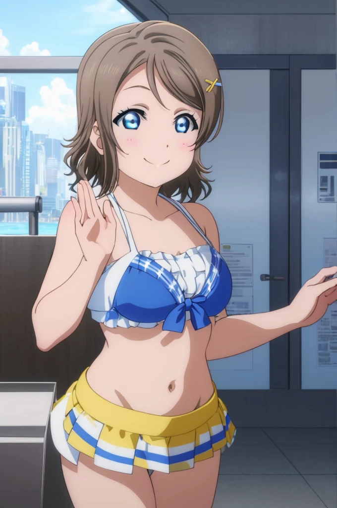 (((pixel-perfect, detail-perfect))), solo, 1girl, you watanabe, eyes azzur, smile, bikini, summer beach, armpit, big filesize, ultra High Qality