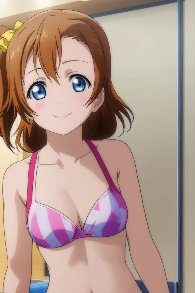 (((pixel-perfect, detail-perfect))), solo, 1girl, honoka kousaka, smile, sauna, bikini, armpit, medium filesize, ultra High Qality