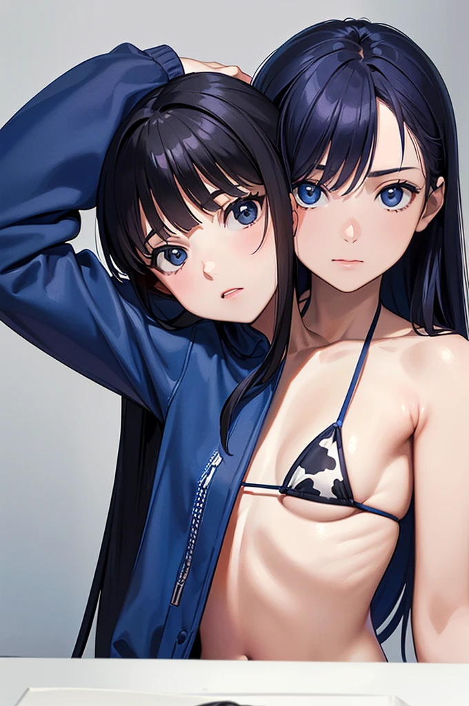 Cheers Saki | Blue Files, fully body, (NSTDA.:1.2), (10, best qualityer, work of art: 1.4), ultra-high resolution, (realisitic, retrato fotorrealisitic: 1.48), 20 years old , ( Vista Micro Beetle - Bikini Pass:1.11),Cow's milk bikini print, Famous Japanese Celebrities, gigantic breastss, blue colored eyes, head tilted, cowboy shot, view from the front, Looking at the audience, unexpressive, Linda Sea Zeiss f 150mm/ 2.8 Hasselblad, all-body, late , ultra-wide angle