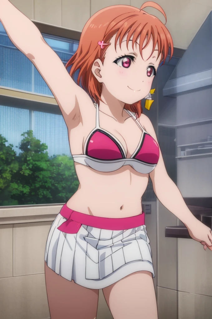 (((pixel-perfect, detail-perfect))), solo, 1girl, chika takami, smile, sauna, bikini, armpit, medium filesize, ultra High Qality