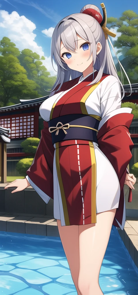 Girl、Edo Period、Pool、samurai、Gray Hair、flashy