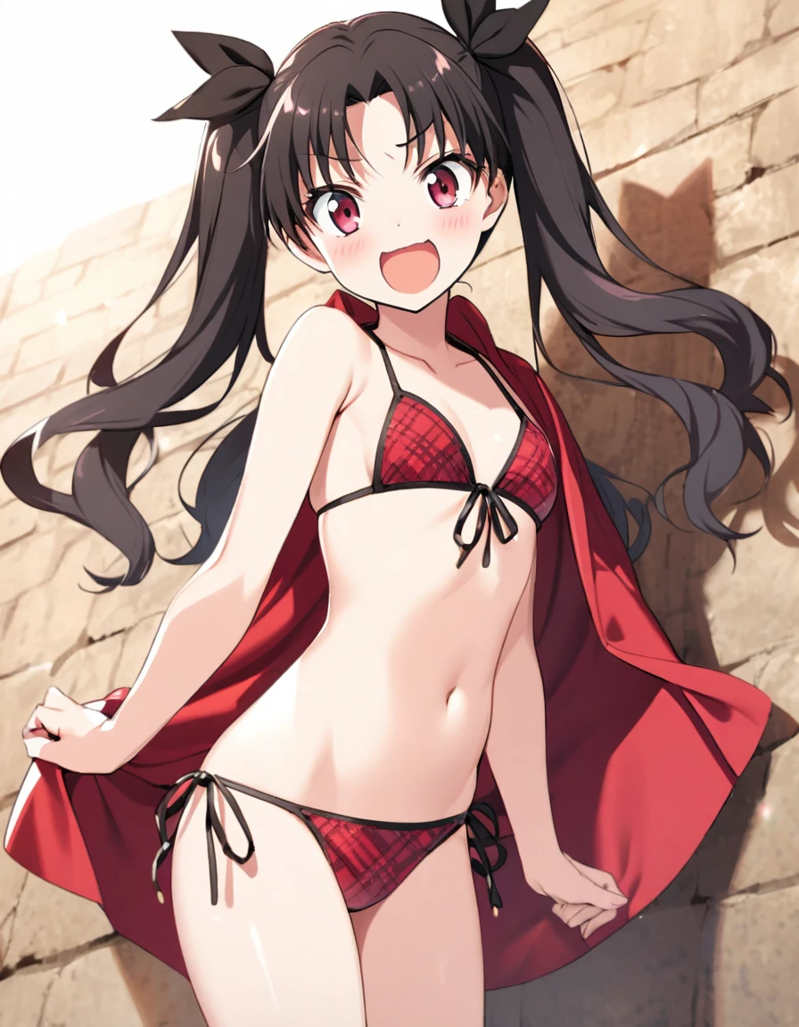 Tohsaka rin with twintails in bikini 