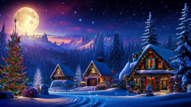 Fantasy, Christmas Scenery, night