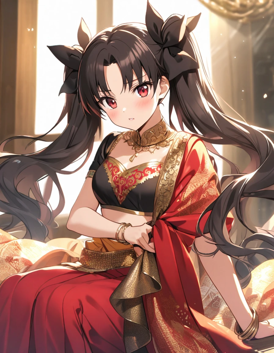 Tohsaka rin with twintails in saree