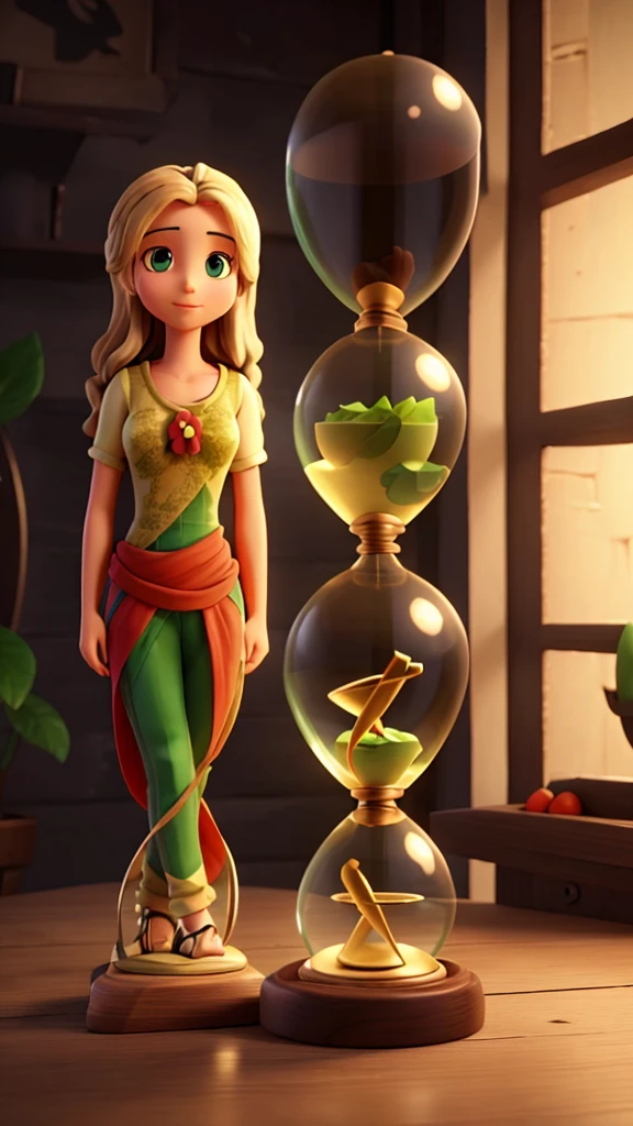 A lush 3D representation of (God and  Jesus) with an hourglass