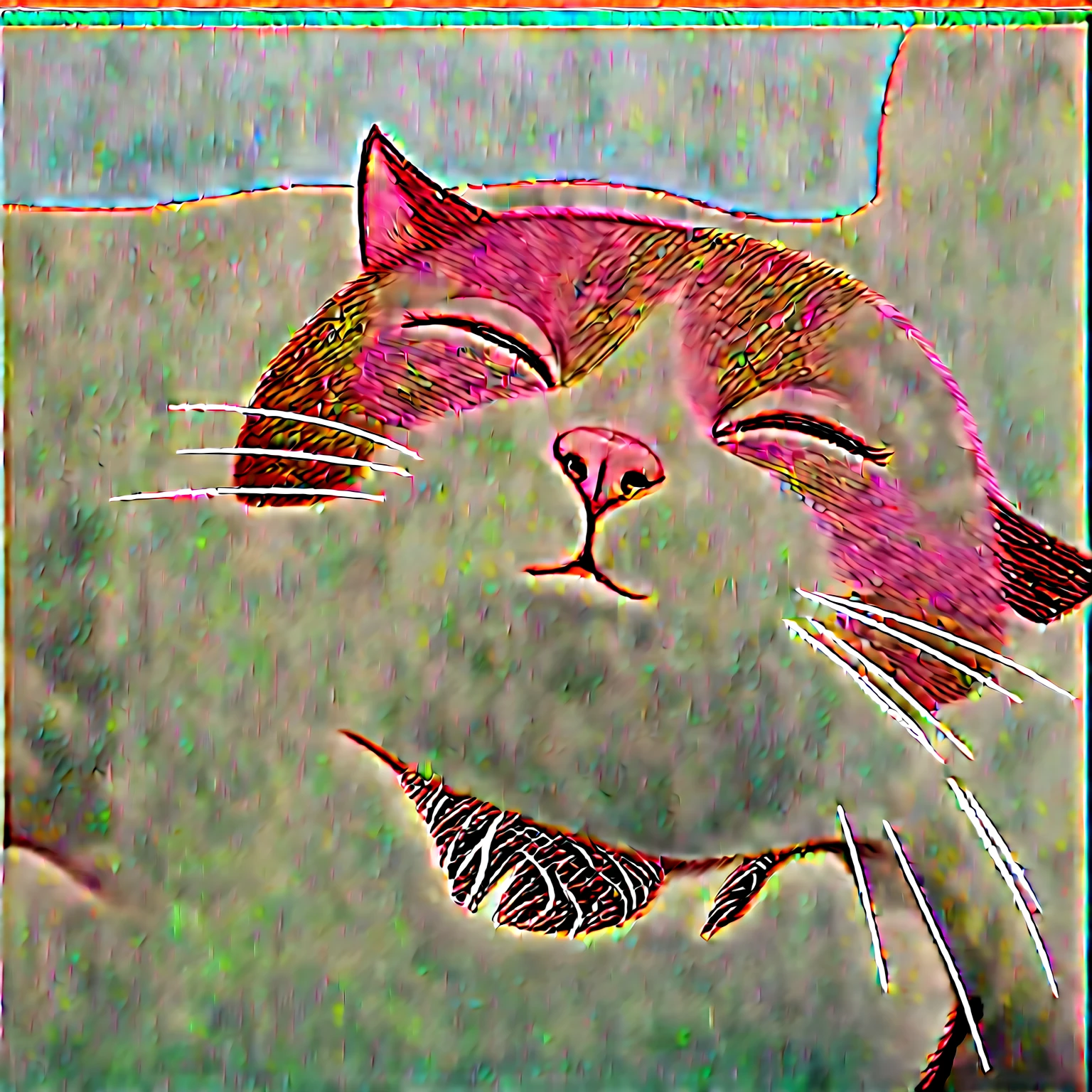 There was a cat sitting on the bed,Holding a cat toy in hand, The cat is smiling, A cat is smiling, Wink at the camera, He is relaxed, Happy cat, Smiling cat, Squinting, She has a cute face, Smile, smirking at the camera, Cute silly face, Relaxed expression, He is very happy