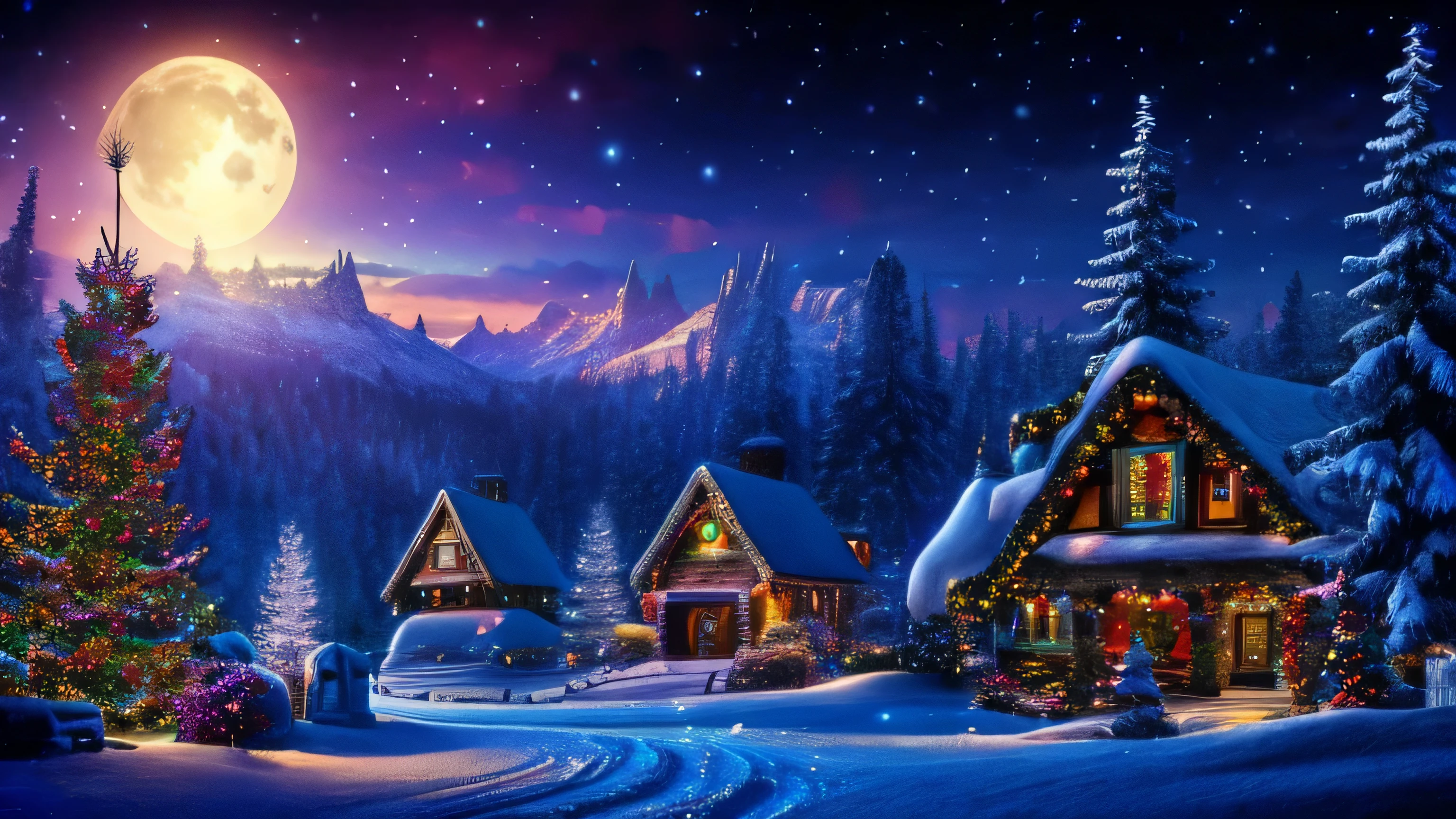 Fantasy, Christmas Scenery, night