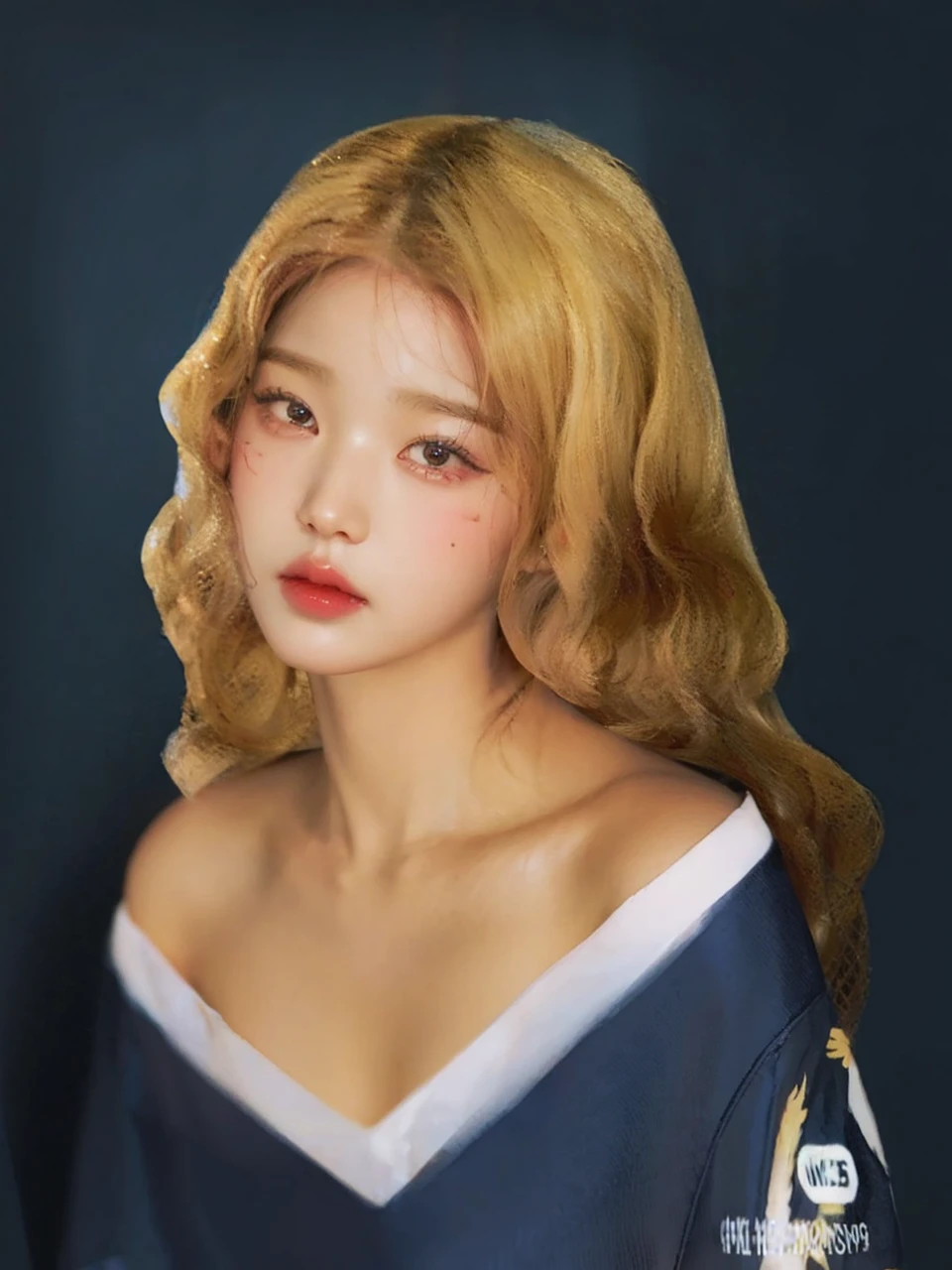 Jang Wonyoung, Wonyoung, doll, full lips, court lady, blonde, Blonde, long hair.