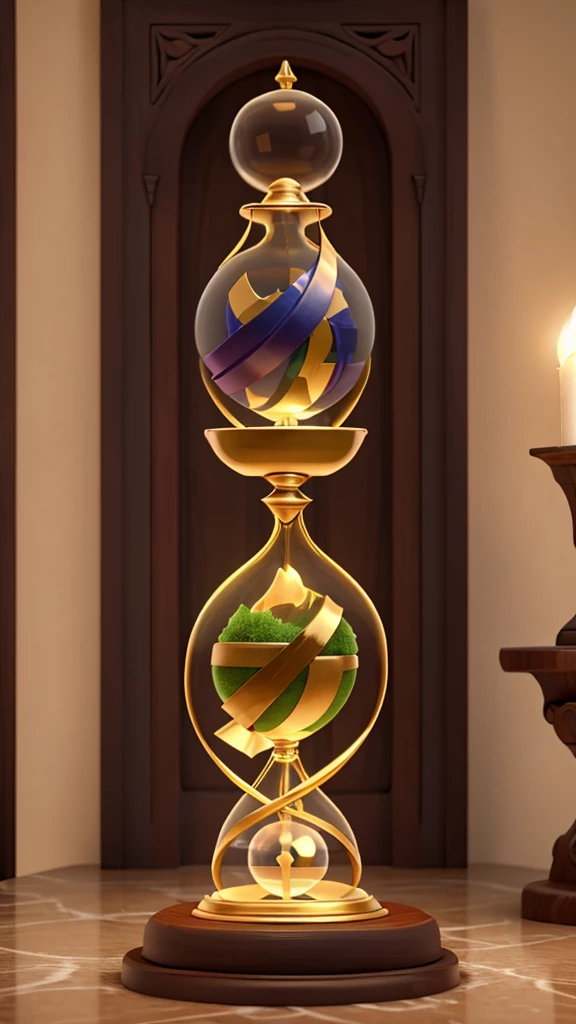 A lush 3D representation of (God and Jesus) with an hourglass