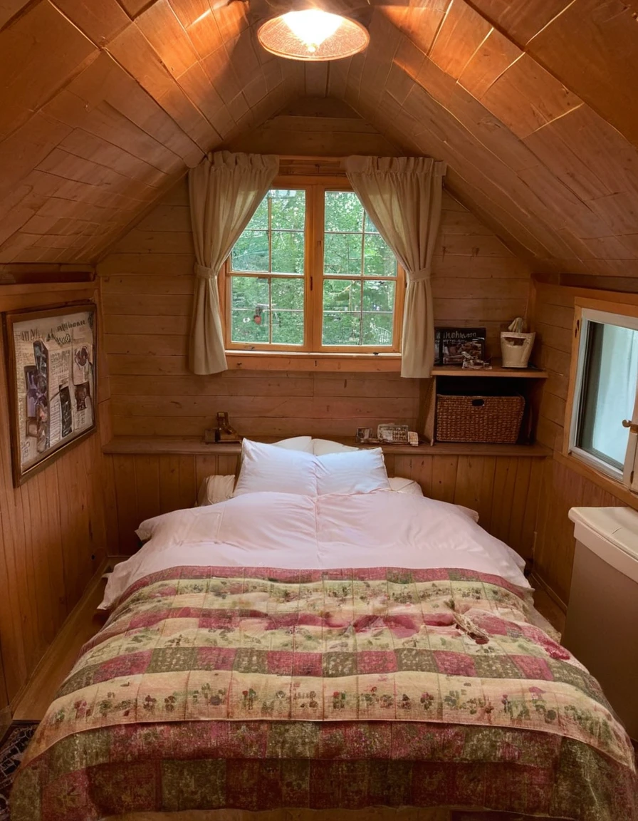 bedroom with room, cozy room, cozy treehouse bedroom, small bedroom, cozy place, cozy bed, cottagecore hippie, thomas kinkade. cute cozy room, in an attic, cottagecore, cozy and peaceful atmosphere, pleasant cozy atmosphere, cottagecore!!, cabin in the woods