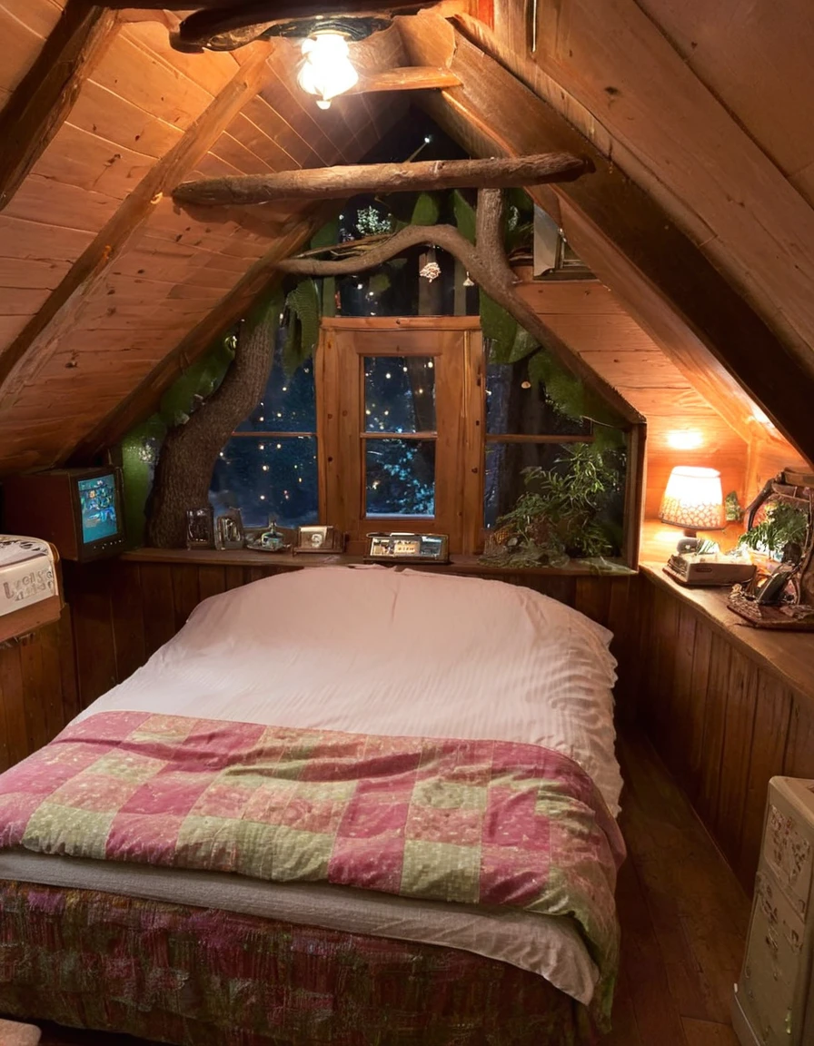 bedroom with room, cozy room, cozy treehouse bedroom, small bedroom, cozy place, cozy bed, cottagecore hippie, thomas kinkade. cute cozy room, in an attic, cottagecore, cozy and peaceful atmosphere, pleasant cozy atmosphere, cottagecore!!, cabin in the woods