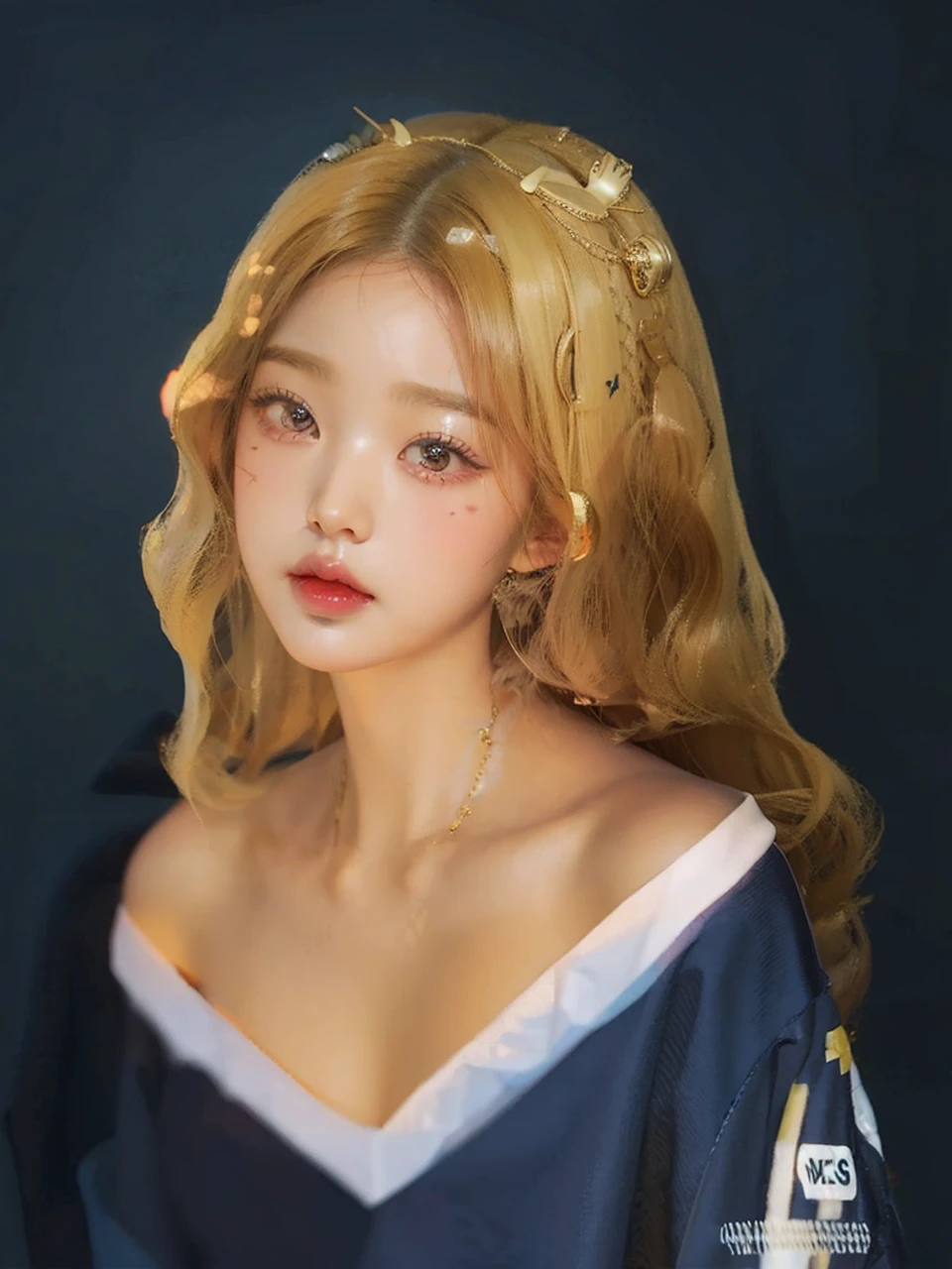 Jang Wonyoung, Wonyoung, doll, full lips, court lady, blonde, Blonde, long hair.