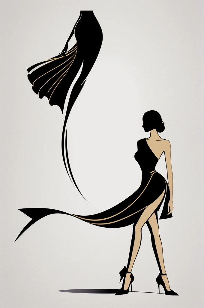 Create a stylish and modern logo for a fashion business named "Fashion Icon." The logo should convey elegance, luxury, and sophistication. Use a clean, minimalist design with a monochromatic color scheme, preferably black and gold. Incorporate elements like a sleek dress, high-heeled shoe, or a silhouette of a fashionable person. The text "Fashion Icon" should be prominently featured in an elegant, flowing font. The overall design should be versatile enough to be used on Instagram and other social media platforms.