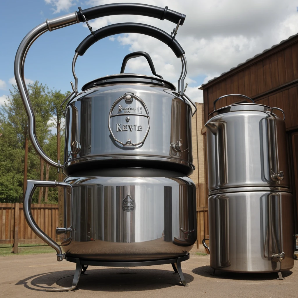 Kettle, funny and grandiose, this giant kettle is scary, has eyes and hands