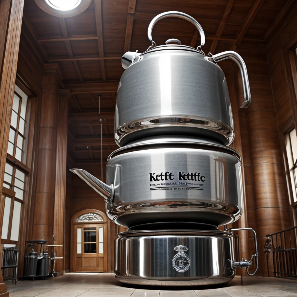 Kettle, funny and grandiose, this giant kettle is scary, has eyes and hands