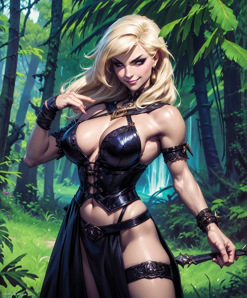 (((Luxurious shoulder-length dark hair, dark complexion, and sexy smirk.))) (((18 years old.))) (((18yo.))) (((Cute smirk.))) (((Single character image.))) (((1girl)))score_9, score_8_up, score_7_up, Looks like a mysterious female wizard for Dungeons & Dragons. Looks like a mysterious dominatrix in a medieval fantasy setting. (((Looks like big bust model as a female sorceress.))) (((Lusty stare.))) A mysterious sorceress with blonde flowing hair in a medieval fantasy setting. Looks like a sorceress in a high fantasy setting. (((sexy, flowing hair))) A single character portrait, wizard,sorceress, fantasy artwork, fantasy attire, fantasy adventurer, (((wearing dark fantasy robes))), clear and sharp, attractive, youthful, sexy, sly,arched eyebrows, scowl, fetish model, pouty lips, corset, mysterious, sly grin, powerful, seductive, dressed in wizard clothes, (((small waist))), (((large bust))), woman in her early 20’s, female adventuress, (((smug smirk))), gorgeous face, hyper detailed, gothic art, trending on artstation, Dungeons & Dragons character portrait, intricate details, ultra detailed, ultra detailed clothes, epic masterpiece, ultra detailed, intricate details, award winning, fantasy art concept masterpiece, trending on Artstation, digital art, unreal engine, 8k, , Dungeons & Dragons character portrait, intricate details, ultra detailed, ultra detailed clothes, ultra detailed hands, epic masterpiece, ultra detailed, intricate details, award winning, fantasy art concept masterpiece, trending on Artstation, digital art, unreal engine, 8k, ultra HD, centered image. Tropical background.