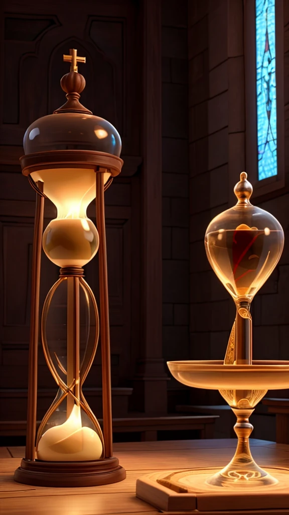 God and  Jesus with an hourglass