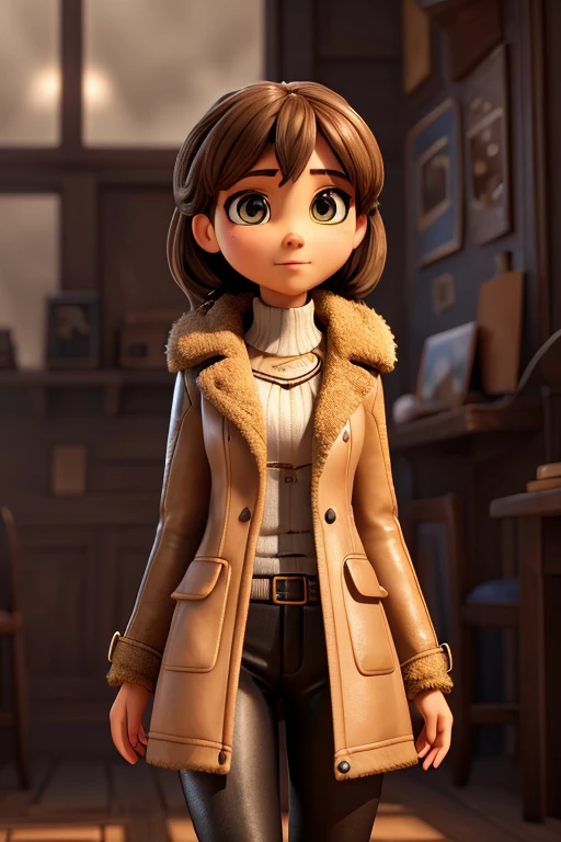 a cute fly insect wearing a leather coat,highly detailed,extremely detailed,realistic,photorealistic,photo-realistic,4k,8k,highres,masterpiece,ultra-detailed,HDR,UHD,studio lighting,ultra-fine painting,sharp focus,physically-based rendering,extreme detail description,professional,vivid colors,bokeh,realistic insect,close-up view,intricate textures,shiny leather coat,detailed facial features,expressive eyes,natural lighting,warm tones,cinematic composition