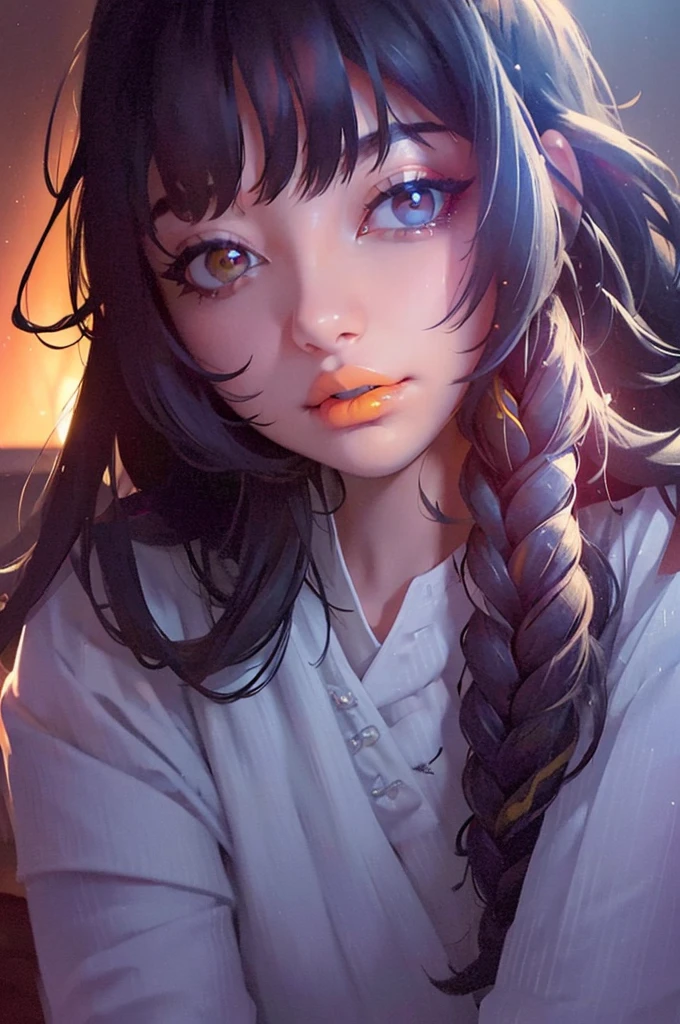 8K, Best Quality, 1girl, (skindentation), Night, (Dark), Clear Background Indoors, (People), Beautiful Bangs, Gorgeous,, (Clothing and Uniform:1.3),Soft Lighting, Attractive, Dark Room, (Mouth Closed:1.2, Beautiful Eyes, Detailed Eyes, Detailed Iris, Beautiful Lips, Beautiful Nose, Beautiful Face),(Primary Colors:1.5)
