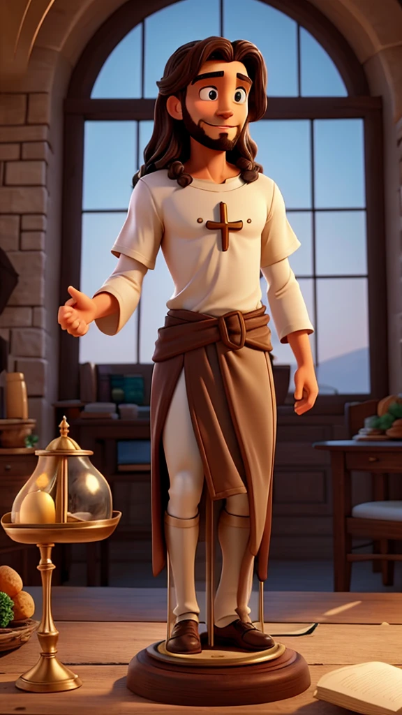 Jesus and with an hourglass