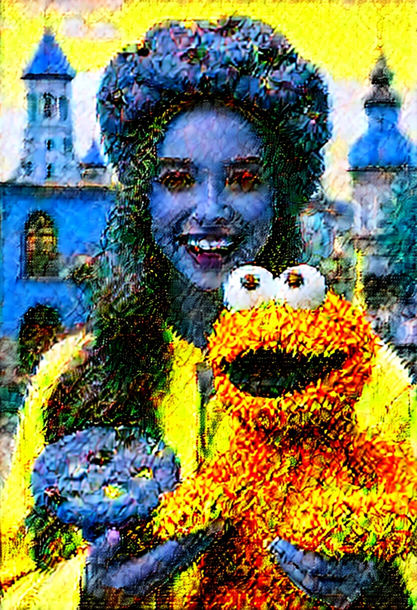 "Cookie Monster" next to stunning ponytailed Czech anorexic sexy woman,(best quality,4k,8k,highres,masterpiece:1.2),ultra-detailed,portraits,girl with cookie-shaped hat,blue fur,amazing scenery of a cookie factory,delicious chocolate chip cookies,freshly baked cookies filling the air with a mouth-watering aroma, vibrant colors,soft natural lighting,temperate weather,butterfly flying around the girl,cookies falling from the sky,sparkling smile from the girl,happiness and joy in her eyes,carefully sculpted facial features,long flowing hair,graceful pose,enchanting charm.