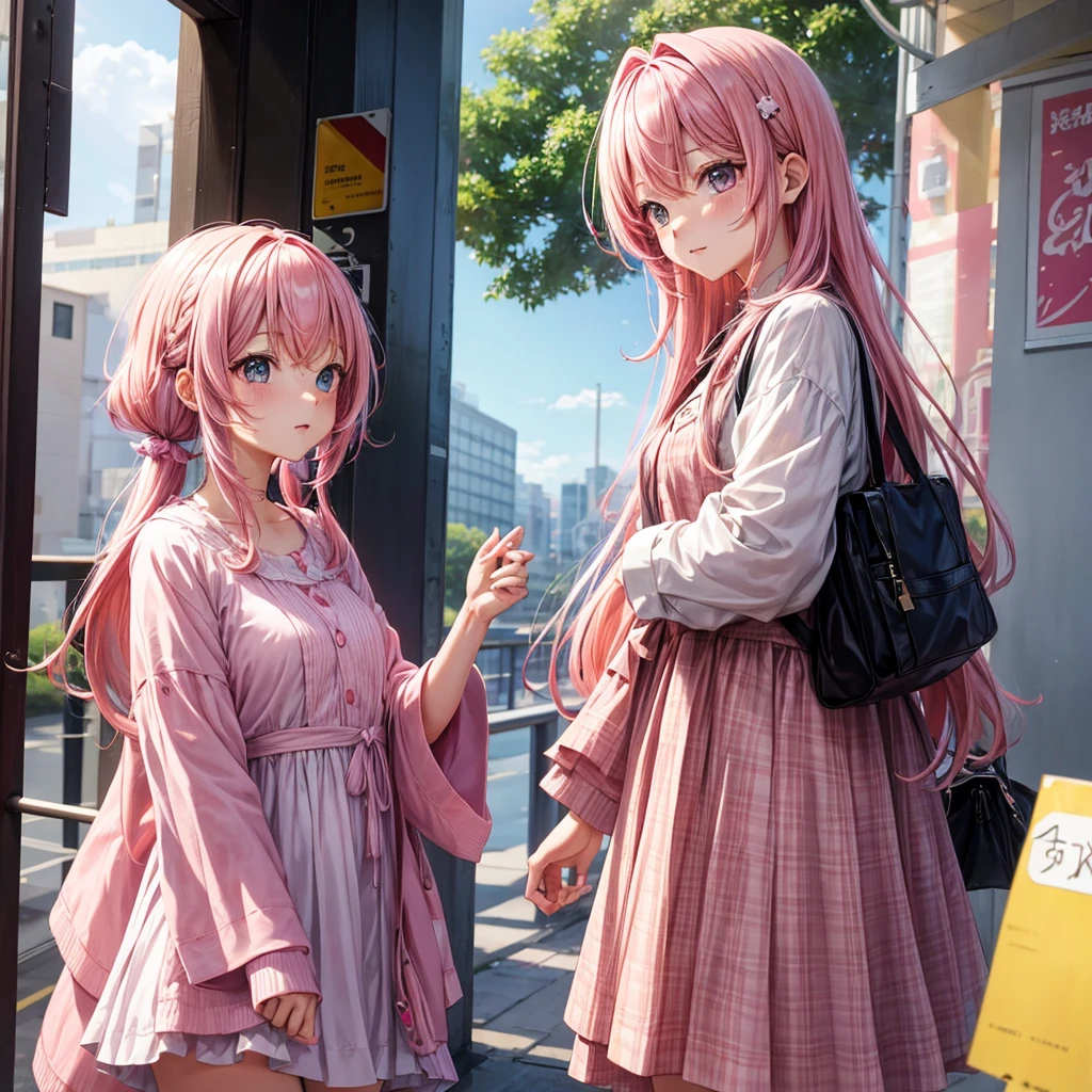 cawaii GAL pink hair Y2K