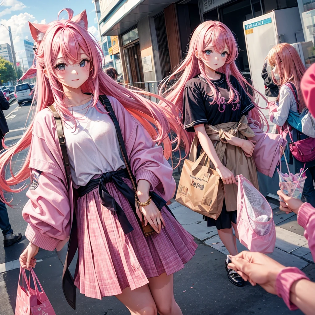 cawaii GAL pink hair Y2K