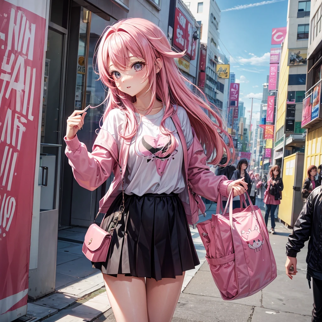 cawaii GAL pink hair Y2K
