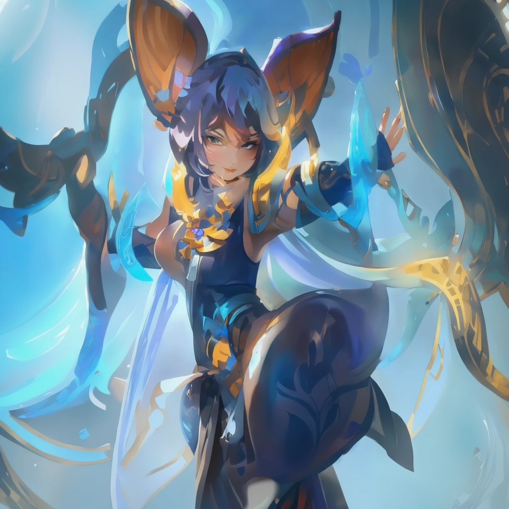 a close up of a woman with a blue outfit and a cat ears, official splash art, extremely detailed artgerm, artgerm lau, style artgerm, qiyana, ig model | artgerm, ! dream artgerm, iconic character splash art, zenra taliyah, character splash art, artgerm style