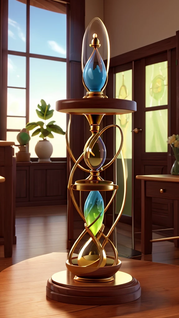 A lush 3D representation of (God and Jesus) with an hourglass