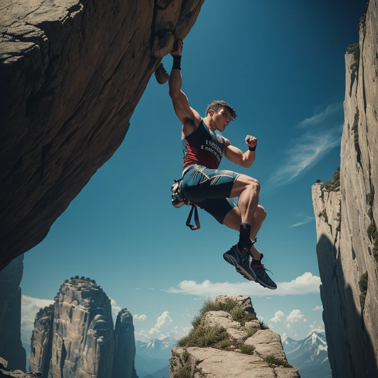 (Athlete), rock-climb competition, audience, full body, (Photography), panoramic view, award-winning, cinematic still, emotional, vignette, dynamic, vivid, (masterpiece, best quality, Professional, perfect composition, very aesthetic, absurdres, ultra-detailed, intricate details:1.3)