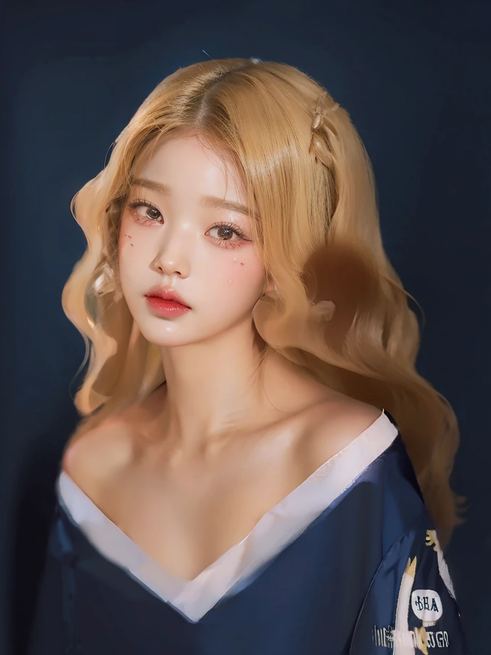 Jang Wonyoung, Wonyoung, doll, full lips, court lady, blonde, Blonde, long hair.