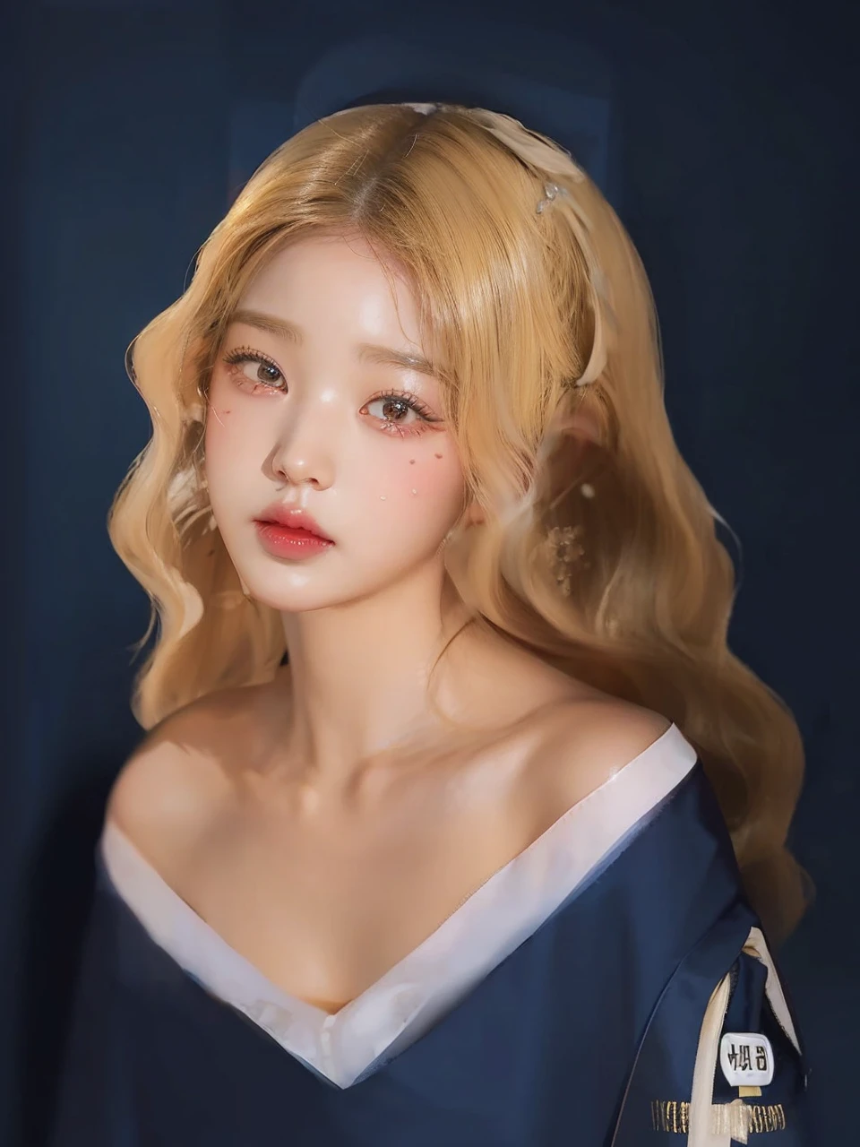 Jang Wonyoung, Wonyoung, doll, full lips, court lady, blonde, Blonde, long hair.