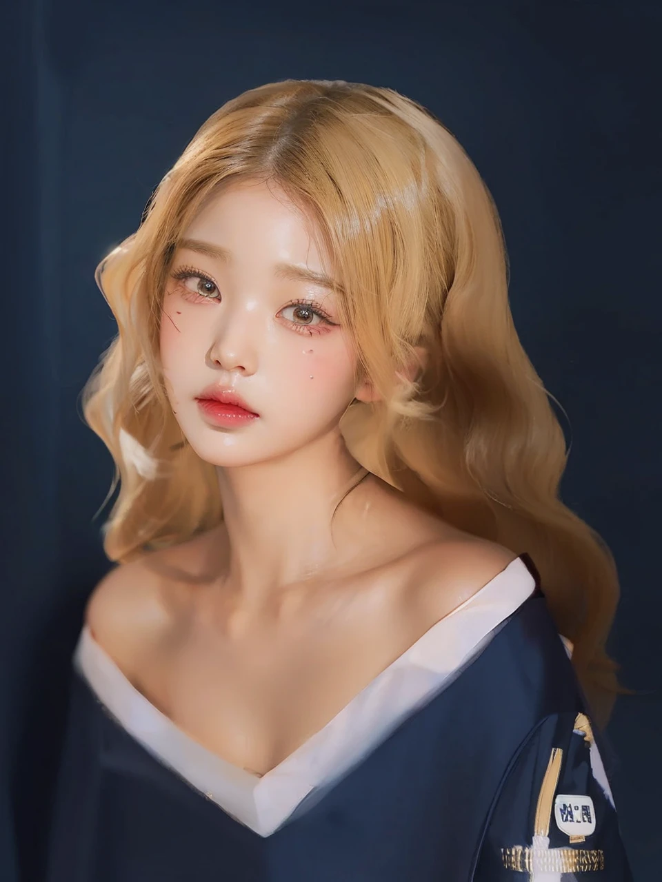 Jang Wonyoung, Wonyoung, doll, full lips, court lady, blonde, Blonde, long hair.