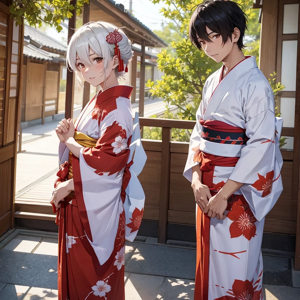 Kitsune hot boy with a yukata