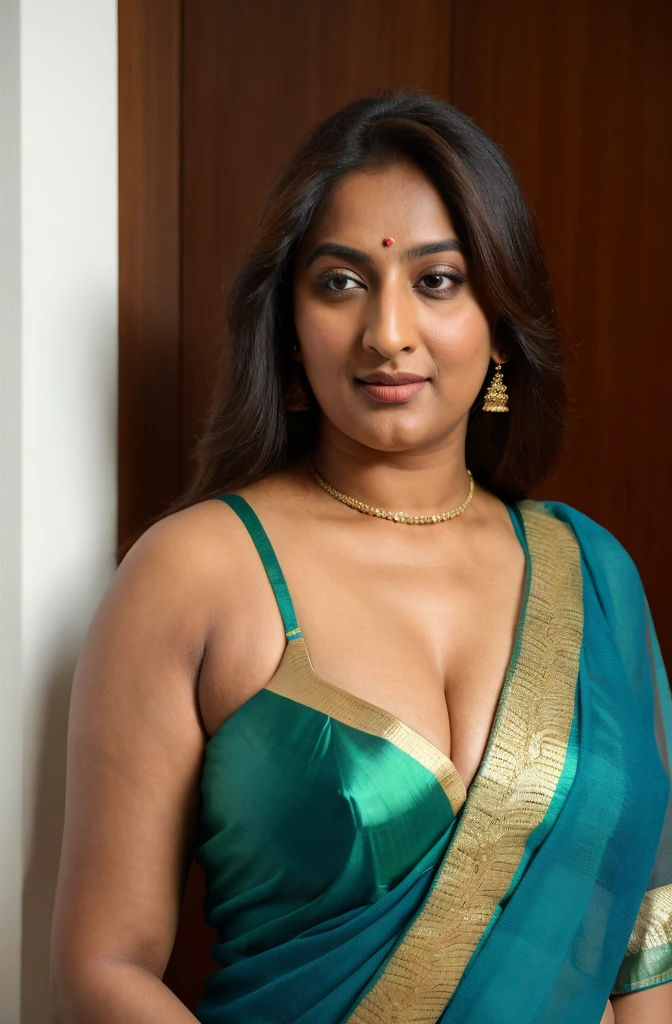 Foto RAW, photorealistic, photography, full body shot, master shot, perfect eyes, goddess like beauty, pierced eyes, perfect thick chubby mallu Desi aunty bhabhi, Wearing a Stanapatta, a chest-band.Saree model, model Photography, Indian saree shoot, Indian traditional wear advertising photography, traditional wear brand shoot, face of Indian actress Sonakshi Sinha, masterpiece, realistic, realism, incredible details, pleasure, photorealism, detailed skin, skin pores, high contrast, photorealistic Artstation 8k HD digital art trend of high definition and detailed realistic skin texture, ultra detail, realistic skin texture, armature, best quality, ultra high definition, (photorealistic:1.4),, high resolution, detail, raw photo, sweat, Re sharp, by Lee Jefferies Nikon D850 Film Stock Photo 4 Kodak Portra 400 Camera F1.6 Lens Rich Color Ultra Real Realistic Realistic Textures Dramatic Lighting Unreal Engine Trending at Art Station Cinestill 800,(pele altamente detalhada: 1.2), 8k UHD, DSLR, soft-lighting, alta qualidade, grain of film, Fujifilm XT3,she didn't like to wear blouse or bra, she is happy to wear only saree, she hates blouse or bra, detailed hairy armpits, hyper realistic skin, skin pores, sweat, veins,